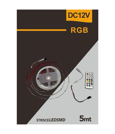 Striscia Led Smd5050 Ip20 12v 5 Mt Digitale Luce Rgb Telecomando W5050r-12-60-ic