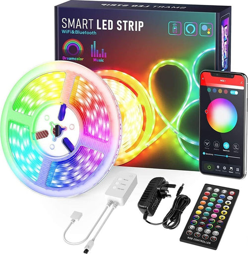 Striscia LED WiFi Intelligente 6m RGB con 40 Tasti Telecomando IR Alexa Google Home Sync 4 Modalità Musicali 8 Modalità di Scena Luci Colorate per Decorazioni Cucina Bar Festa 12V