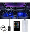 Striscia Per Auto 48 Led Rgb 4 Barre 8 Colori Modalità Musica Con Telecomando