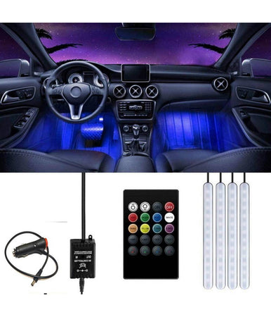 Striscia Per Auto 48 Led Rgb 4 Barre 8 Colori Modalità Musica Con Telecomando