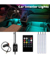 Striscia Per Auto 48 Led Rgb 4 Barre 8 Colori Modalità Musica Con Telecomando