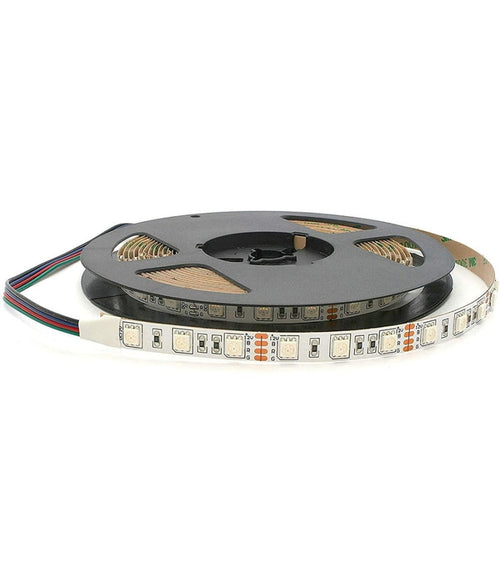 Striscia Strip Led 5050 60led/mt Rgb 12v 7w/mt Bobina 5 Metri Ip20 5050-l-rgb
