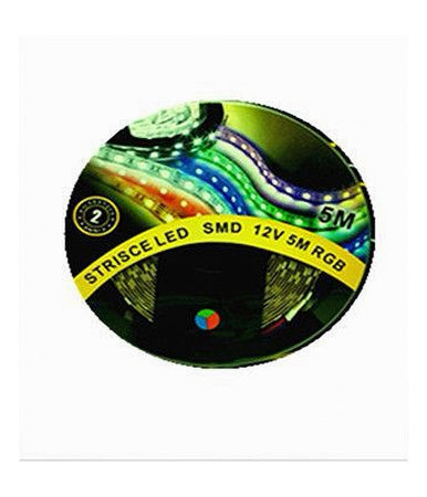 Striscia Strip Led 5050 60led/mt Rgb 12v 7w/mt Bobina 5 Metri Ip20 5050-l-rgb