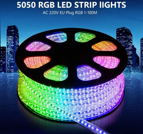 Striscia Strip Led Bobina Smd 5050 Rgb Con Spina 220v Tubo Per Esterno Da 100 Mt Casa, arredamento e bricolage > Illuminazione da interno > Strisce LED Trade Shop italia - Napoli, Commerciovirtuoso.it
