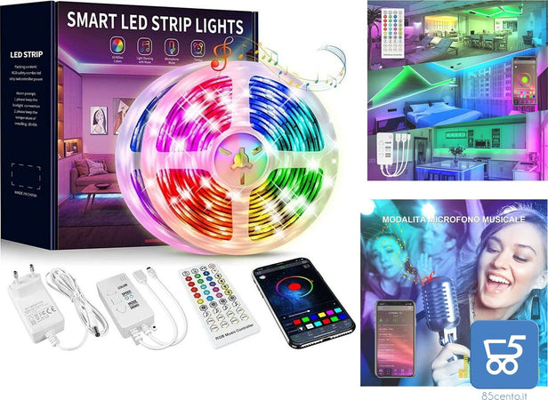 Striscia WIFI LED Smart 15 Metri WIFI 5050 RGB SMD Strip LED con telecomando e controllo tramite APP