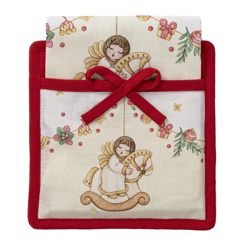 THUN® Confezione Regalo Presina e Strofinaccio Natale Standard Garland Vanilla 2411S12