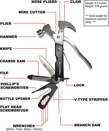 STRUMENTO MULTIUSO MULTIFUNZIONE 18 ATTREZZI IN 1 MARTELLO PINZA CACCIAVITE Fai da te/Utensili elettrici e a mano/Utensili a mano/Martelli e magli/Martelli a colpo morto Trade Shop italia - Napoli, Commerciovirtuoso.it