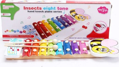 Strumento-Musicale-Xilofono-Gioco-Giocattolo-Per-Bambini-In-Legno-8-Piastre