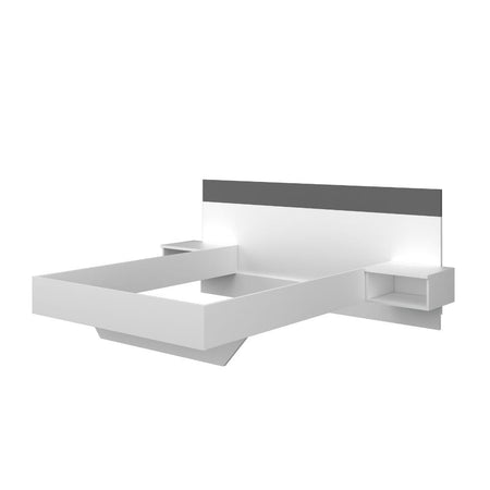 Struttura letto alla francese 1514 con comodini integrati colore bianco e antracite