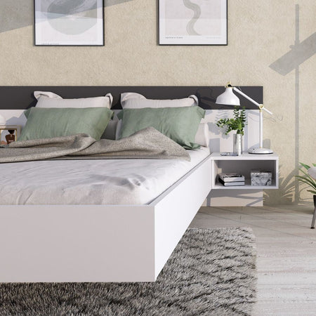 Struttura letto alla francese 1514 con comodini integrati colore bianco e antracite