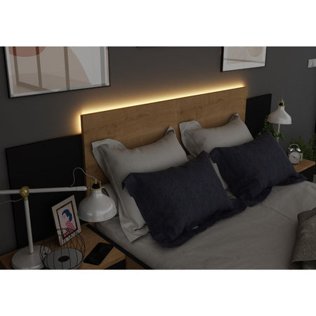 Struttura letto alla francese 1517 con comodini integrati colore rovere e nero