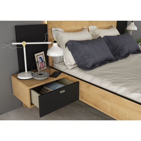 Struttura letto alla francese 1517 con comodini integrati colore rovere e nero