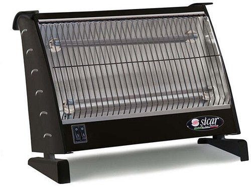 Stufa Elettrica Stufetta al Quarzo 2 Candele 1200W Nero o Bianco Italiana Sicar
