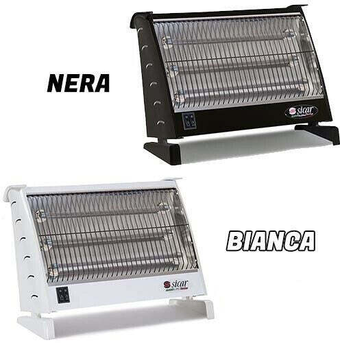 Stufa Elettrica Stufetta al Quarzo 3 Candele 1800W Nero o Bianco Italiana Sicar