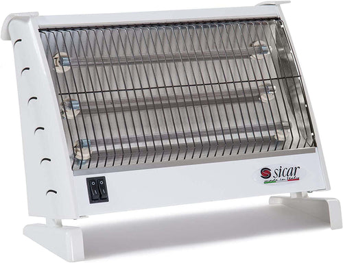 Stufa Elettrica Stufetta al Quarzo 3 Candele 1800W Nero o Bianco Italiana Sicar