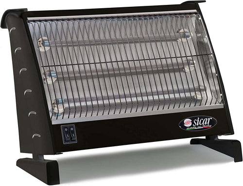 Stufa Elettrica Stufetta al Quarzo 3 Candele 1800W Nero o Bianco Italiana Sicar