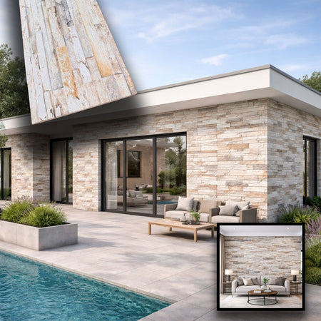 CAPPOTTO esterno - interno isolante in STYROFOAM 3D sp.2cm (120x30cm) con sabbiatura e malta Pietra sbiancata