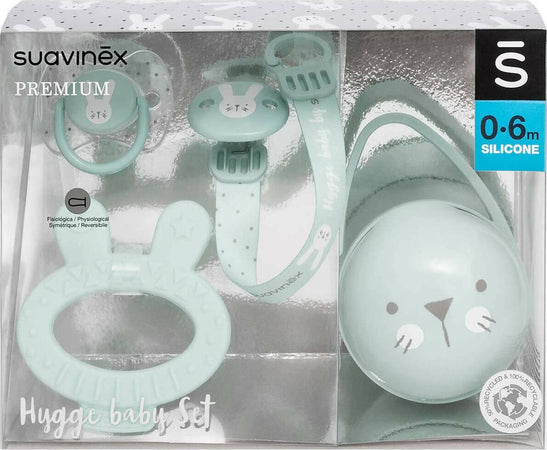 Suavinex 306629 Set Ciuccio Tettina Simmetrica In Silicone Per Neonati 0-6 Mesi, Catenella Portasucchietto In Tessuto, Portaciuccio, Massaggiagengive, Verde Prima infanzia/Regali per neonati/Set da regalo La Casa Del Bebè - Napoli, Commerciovirtuoso.it