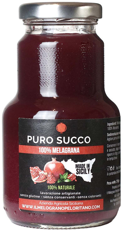 Succo di Melograno Siciliano Wonderful Spremuto a Freddo 100% Puro 12x 210ml Il Melograno Peloritano