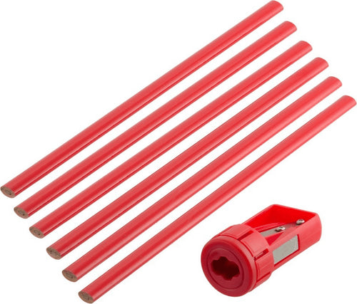 SUKI--MATITA-DA-CARPENTIERE-175mm-+-TEMPERINO-6-PEZZI