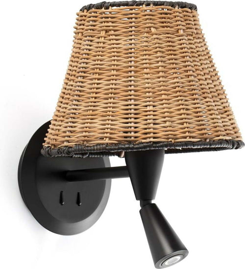 SUMBA Lampada da parete nera/ratan con lettore Illuminazione/Illuminazione per interni/Illuminazioni per pareti/Applique Led Mall Home - Napoli, Commerciovirtuoso.it