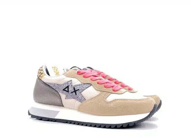SUN68 Sneaker Donna Stargirl Glitter Bianco Panna
