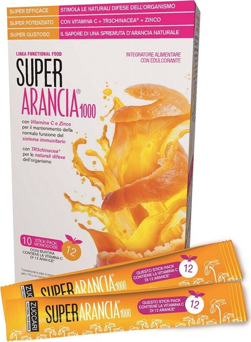 SUPER-ARANCIA-1000-10-STICK-PACK-MONODOSE-DA-3,7G-INTEGRATORE-ALIMENTARE-CON-EDULCORANTE