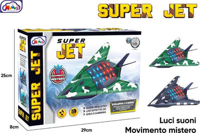 Super Jet Con Movimento Mistero Luci Effetti 3d Suoni Realistici Gira E Cammina Giochi e giocattoli/Veicoli/Radiocomandati e telecomandati/Velivoli/Aerei Trade Shop italia - Napoli, Commerciovirtuoso.it