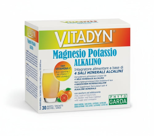 super offerta 2 confezioni Vitadyn Magnesio+potassio Alkalino Con Vitamina C Integratore Alimentare A Base Di Sali Minerali Alcalini 30 bustine a soli 20,00€