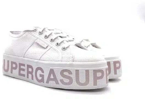 SUPERGA PLATFORM LETTERING White/opalescent violet