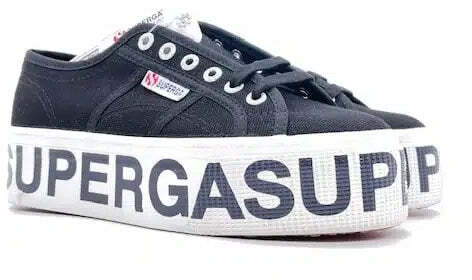 SUPERGA Sneaker Platform Lettering Black