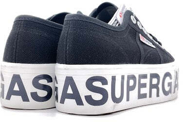 SUPERGA Sneaker Platform Lettering Black