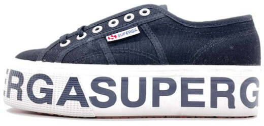 SUPERGA Sneaker Platform Lettering Black