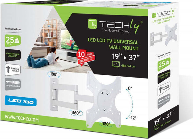 Supporto a muro per TV LED LCD 19-37'' inclinabile 3 snodi bianco Elettronica/Home Cinema TV e video/Accessori/Supporti e mobili TV/Supporti da parete e da soffitto Scontolo.net - Potenza, Commerciovirtuoso.it