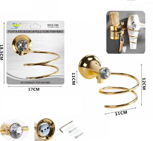 Supporto-Bagno-Porta-Asciugacapelli-Phon-Da-Parete-Casa-Hotel-Dorato-Oro-Dgo-105
