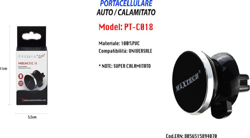 Supporto Calamitato Auto Universale Per Smartphone Portacellulare Maxtech Pt-c018 Elettronica/Elettronica per veicoli/Accessori/Accessori per cellulari/Alloggiamenti Trade Shop italia - Napoli, Commerciovirtuoso.it