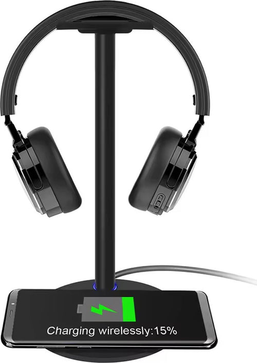 Supporto per Cuffie con Funzione 2 in 1 New Bee NB-Z4 con Pad di Ricarica Rapida Wireless per Smartphone - Confezione rovinata