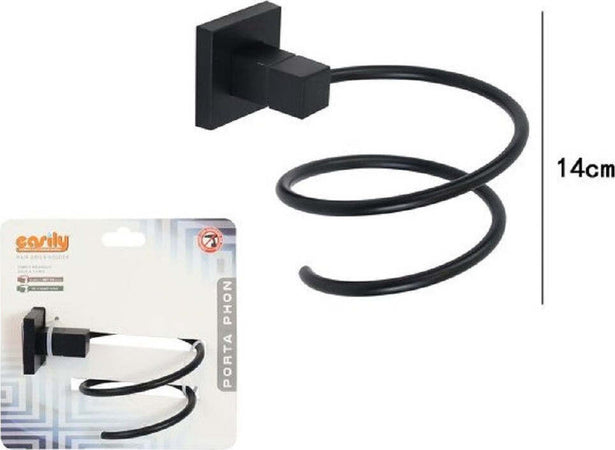 Supporto Per Phon Asciugacapelli Bagno Casa Palestra A Muro Parete Acciaio Nero Casa e cucina/Bagno/Accessori per il bagno/Dosatori e porta accessori/Porta asciugacapelli Trade Shop italia - Napoli, Commerciovirtuoso.it