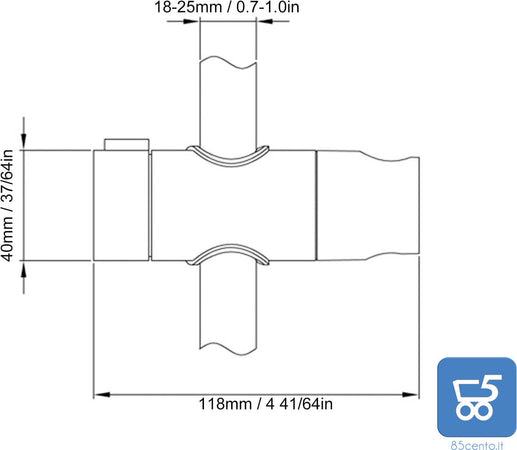 Supporto per soffione Doccia per Barra di Scorrimento Morsetto con Guida a Fibbia Dritta Comodo Regolabile a 360° per Tubo da 18‑25 mm