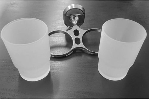 SUPPORTO PORTA BICCHIERE DOPPIO BICCHIERI PER SPAZZOLINI ACCIAIO VETRO A PARETE  Trade Shop italia - Napoli, Commerciovirtuoso.it