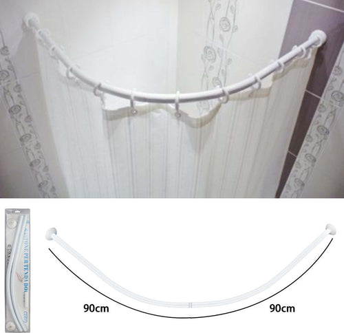 Supporto Tenda Doccia Angolare Bianco Bagno 90x90cm Bastone Asta Telaio Curvo Tende Doccia Trade Shop italia - Napoli, Commerciovirtuoso.it