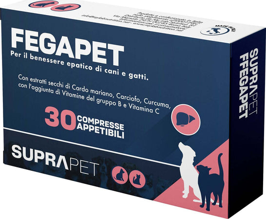 Suprapet-Fegapet-Cani-E-Gatti-Supporto-Per-Il-Fegato-30-Compresse---Mangime-Complementare-Naturale-Per-Le-Funzioni-Epato-biliari-Con-Vitamine,-Cardo-Mariano,-Carciofo,-Curcuma,-Lespedeza