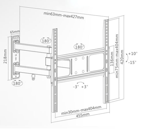 Supporto TV 32-55 Pollici Full Motion Extra Slim SUPERIOR