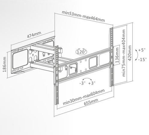 Supporto TV 37-70 Full Motion Extra Slim SUPERIOR