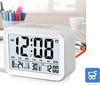 Sveglia orologio digitale lcd luminoso da tavolo con calendario e temperatura colore bianco audio parlante in lingua Inglese