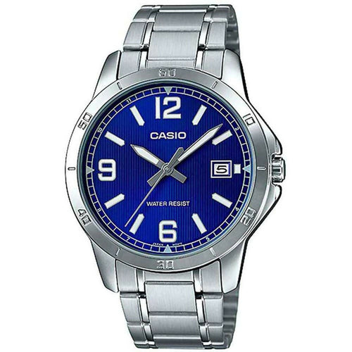 Orologio Casio per uomo economico quadrante di colore blu con datario, movimento al quarzo, in acciaio inossidabile