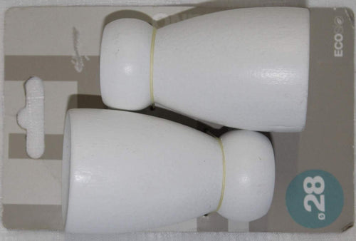 SWISH---HOME-COLLECTION-2-TERMINALI-per-BASTONI-Tende-D.-28-in-Legno-Bianco***
