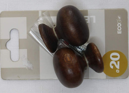 SWISH---HOME-COLLECTION-ECOSI'---2-TERMINALI-per-BASTONI-Tende-D.-20-in-Legno-Noce***