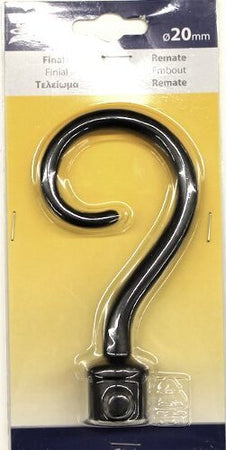 SWISH---TERMINALE/POMOLO-PER-BASTONI-TENDE-IN-ACCIAIO-NERO-OPACO-UNCINO-D.20-MM
