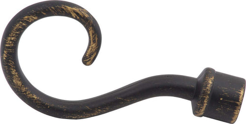 SWISH---TERMINALE/POMOLO-PER-BASTONI-TENDE-IN-ACCIAIO-NERO/ORO-UNCINO-D.20-MM
